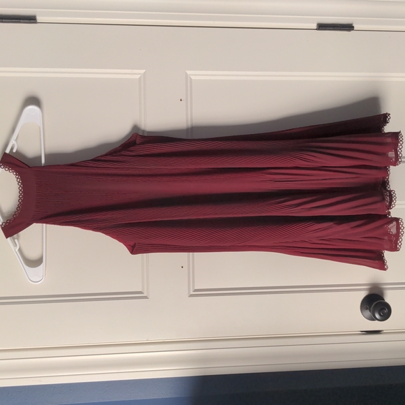 Deep Red High Neck Lulu's Swing Dress - Picture 2 of 5